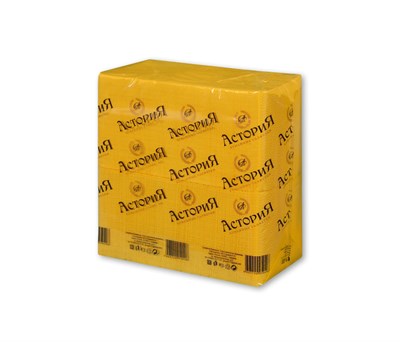 Салфетки 24х24 1-слойн. (АСТОРИЯ) 400л/4уп Интенсив Желтые (В) НФ-00002275