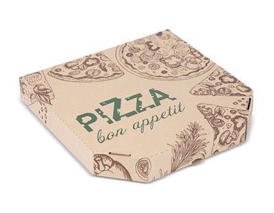 Короб для пиццы цельный гофрокартон  R260*260 бурый с печатью "ПИЦЦА" 50 шт УП НФ-00015695