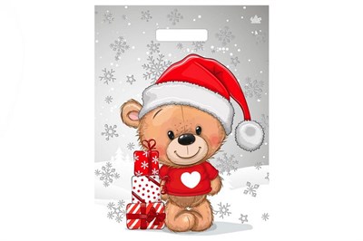 НГ Тико 31х40 Мишка с подарками /10уп х 50шт/ (500) выруб глянец 20279
