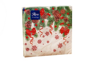 НГ Салфетки 33х33 3-х сл. (PERO Prestige) 20 л/12шт "НОВОГОДНЕЕ НАСТРОЕНИЕ" 20656