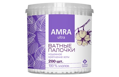 Бумфа Ватные палочки АМРА цилиндр 200 (24уп) НФ-00017531
