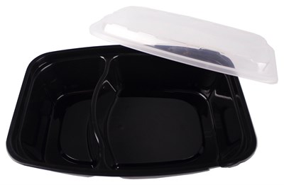 Контейнер.0,83л 211х146х51 двухсекционный с крышкой черный (Покров)  (150 шт/кор) ВЗЛП (1262Ч)  НФ-00023037