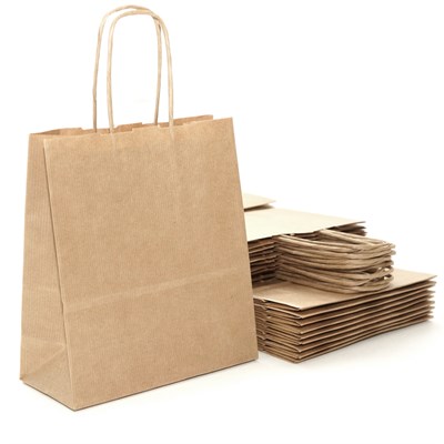 Пакет Крафт с КРУЧЕНОЙ ручкой  220 х 120 х 250 ПП (50/250) М НФ-00024230