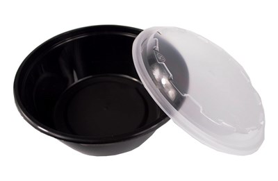 Контейнер.круглый 0,95л 173х64 с крышкой черный (Покров) (50/150 шт) ВЗЛП (1265Ч)  НФ-00024524