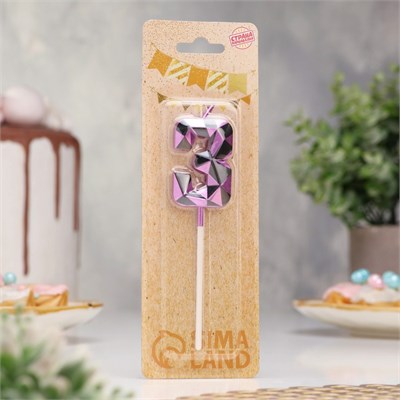 Свеча для торта «Алмаз», цифра 3, фиолетовый металлик НФ-00025165