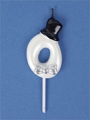 Свеча для торта «Джентельмен», цифра 0, белая НФ-00025185