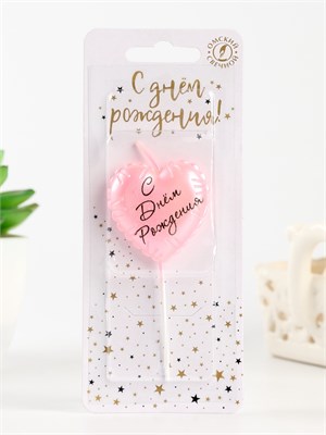 Свеча в торт «С днем рождения», розовая НФ-00025209