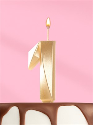 Свеча в торт «Цифра 1», золотая, 6.5 см НФ-00025257
