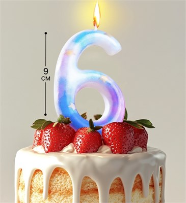 Свеча в торт на шпажке «Звездопад», цифра 6, 9 см, ГИГАНТ НФ-00025884