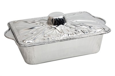 Алюминиевая форма с крышкой "Кастрюля" ПРЯМОУГОЛЬНАЯ 3800 мл (300*190*70) 1/100 НФ-00020669