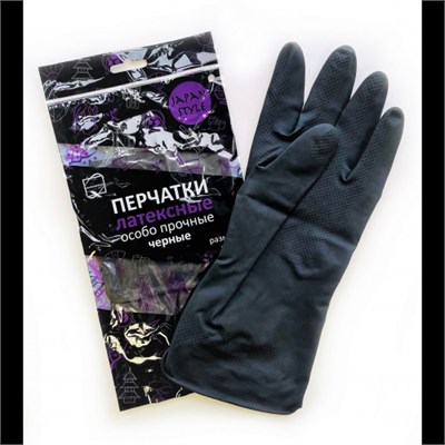 Перчатки хозяйственные Japan Style черные М  КонтинентПак 12/120 НФ-00018610