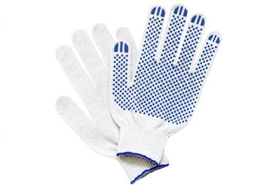 Перчатки ХБ 5-ти нит. с ПВХ точка 10 класс белые (300пар) ЛТ 18257