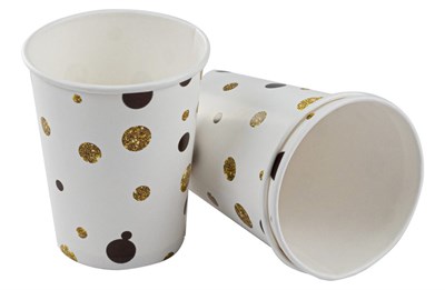 Бум стакан Папирус 0,250л диам 80мм Горох белый /20х50шт/(1000шт) 16262