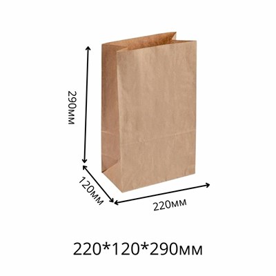 Пакет крафт без ручки б/п 220*120*290 ТП 70 гр (50/700) НФ-00002860