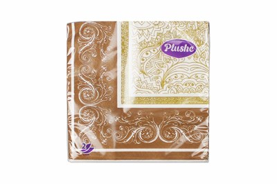 Салфетки 33х33 2-слойн. (PLUSHE Premium Decor) 20л/32уп "Коричневый" ЮГ НФ-00023382