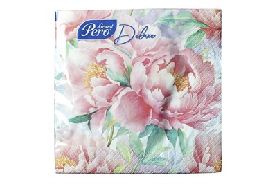 Салфетки 33х33 3-слойн. (GrandPero Deluxe) 20 л/12уп Розовый туман 21461