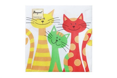 Салфетки 33х33 3 - слойн. Art Bouquet 20 шт (12 уп) Декоративные коты 21525