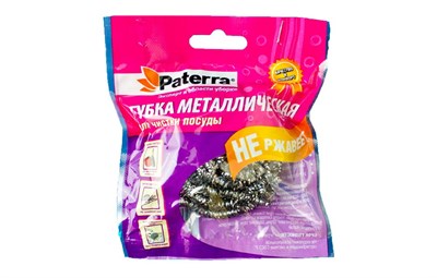 Губка металлическая для мытья посуды PATERRA (30упх12шт) 360 7705