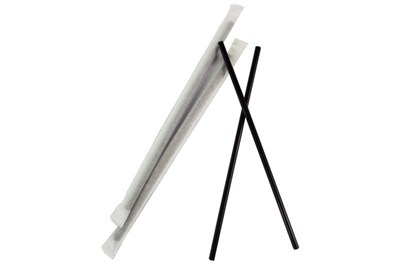 Трубочки для соков 8*240 мм прямые ЧЕРНЫЕ в ИНДИВ. бумажной упаковке 250 шт. 16 уп. в кор. НФ-00024730