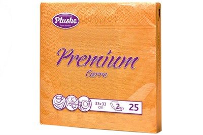 Салфетки 33х33 2-слойн. (PLUSHE) 25л/30уп "Интенсив оранжевый" 7863