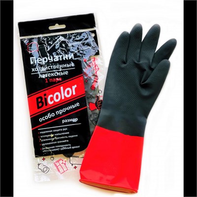Перчатки хозяйственные BICOLOR M  КонтинентПак 12/120 НФ-00002545