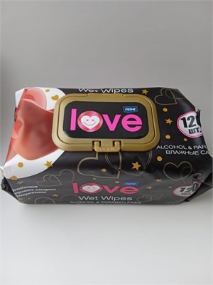 Влажные салфетки Прайм 120 л "Парфюмированные"   LOVE  ( ЛОВ)  клапан 12 шт. в кор. НФ-00002763