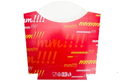 Короб-Стакан для картофеля фри цветной большой МЕГА 90х48х132 150гр (1000шт) 14852