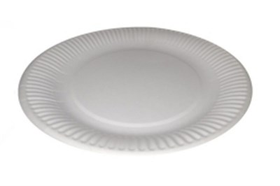 Тарелка картонная д.235 круглая белая мелованная   /8уп * 100шт/   РМП   (800шт) 18394
