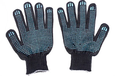 Перчатки ХБ 6-ти нит. с ПВХ точка 10 класс черные  (300пар) ЛТ 19380