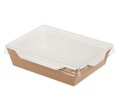 Контейнер бумажный (салатник) БЕЛЫЙ с пластиковой крышкой 800 мл 186/207×105/127×55 50/200 ПАКТОН НФ-00014851