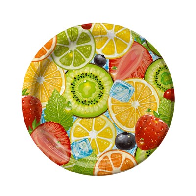 Бум тарелка ИнтроПластика д. 230 мм "Фрукты" (50/500 шт) НФ-00015856