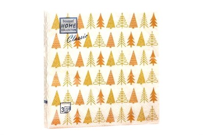 НГ Салфетки 33х33, 20 шт,3 сл. Art Bouquet (12 уп) НГ ЗОЛОТЫЕ ЕЛОЧКИ 20823