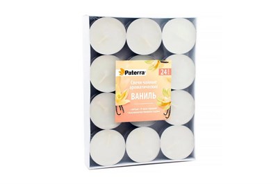 Свеча  чайная в гильзе (20упх24шт) аромат ваниль AVIORA  21216