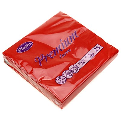 Салфетка бумажная 33*33 Плюше 2 слоя 25 листов Красный 1/30 ЮГ НФ-00018065