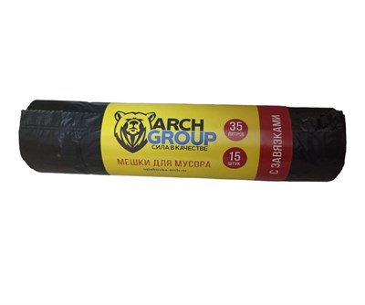 Пакет мусорный ARCH GROUP(АРЧ ГРУПП) 35 л 15 шт 20 мкм с завязками 1/25 НФ-00018512