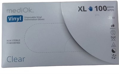 Перчатки винил.неопудр. MEDIOK ХL /10х100шт/ (10) ДД НФ-00018592