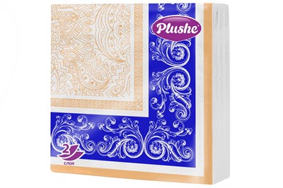 Салфетки 33х33 2-слойн. (PLUSHE Premium Decor) 20л/32уп "Синий" ЮГ НФ-00023383