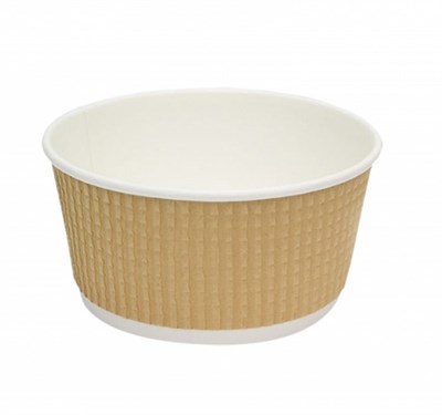 Контейнер бумажный Комплимент крафт гофрированный 380 мл (d=110/h=60) 25/500 НФ-00017083