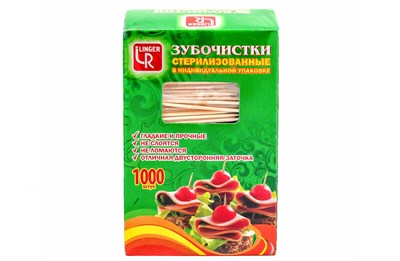 Зубочистки в индивид. ПОЛИЭТИЛ. упаковке (1000шт) LINGER ПЭ (1/50уп) (лингер) ЛП НФ-00021184