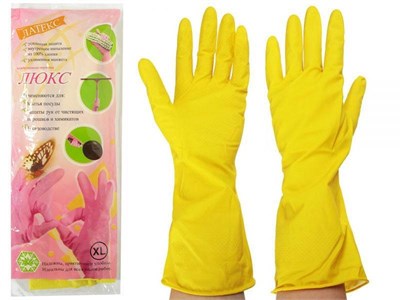 Перчатки резиновые хозяйственные ЛЮКС (латексные) размер M 1/12 НФ-00002565