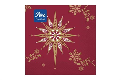 НГ Салфетки 33х33 3-х сл. (PERO Prestige) 20 л/12шт "РОЖДЕСТВЕНСКАЯ ЗВЕЗДА" 22883