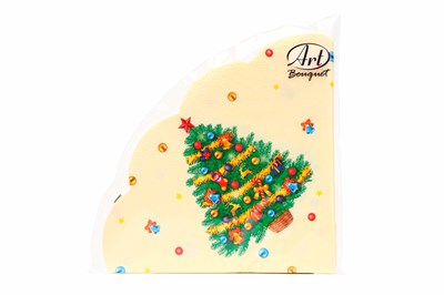 НГ Салфетки 33х33, 12 шт,3 сл. Art Bouquet Rondo (15 уп) НГ НОВОГОДНЯЯ ЕЛЬ 20318