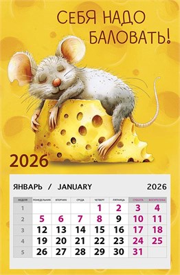 Календарь на магните 2026 "Себя надо баловать!"   0611.106  НФ-00025720
