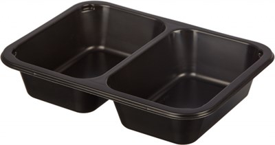 Контейнер 2 х секц. 50/50 % (187*137*38) ЧЕРН. 720 шт. в кор. (Еда на вынос/ПП Питание) под запайку  НФ-00002092