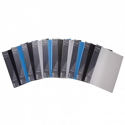 Папка А4 20 файлов ХАТБЕР синяя/черная, пластиковая, корешок 17 мм НФ-00001436