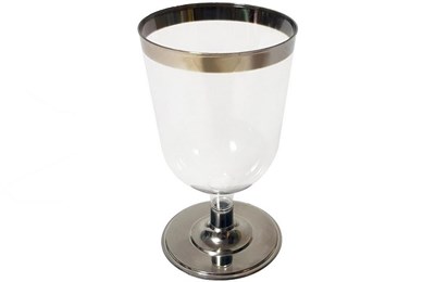 Бокал для Вина 200 мл прозрачный /56уп*6шт/ (336 шт) СЕРЕБРО (металлизированная каемка) УП 17948