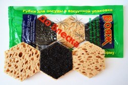 Губка для посуды ВОЯЖ ТЕФЛОНОВАЯ "ДО БЛЕСКА" (вакуум) 3шт 1/100уп НФ-00015190