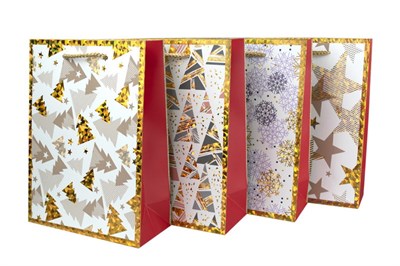 Бум пакеты  НГ  18 х 23 х 10 Люкс с Тиснением  (12 шт) L1126 20859