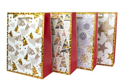 Бум пакеты  НГ  26 х 32 х 12 Люкс с Тиснением  (12 шт) L1127 20860