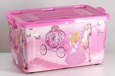 Контейнер детский 35л. №6 Золушка розовый/сиреневый прозрачный НФ-00022765